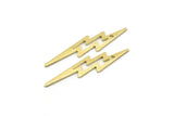 Brass Lightning Charm, 24 Textured Raw Brass, Brass Lightning Charms With 1 Hole (34x8x0.80mm) M02559