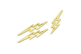 Brass Lightning Charm, 24 Textured Raw Brass, Brass Lightning Charms With 1 Hole (34x8x0.80mm) M02559