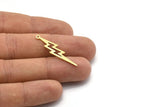 Brass Lightning Charm, 24 Textured Raw Brass, Brass Lightning Charms With 1 Loop (34x8x0.80mm) M02560