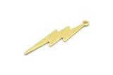 Brass Lightning Charm, 12 Textured Raw Brass, Brass Lightning Charms With 1 Loop (34x8x0.80mm) M02561