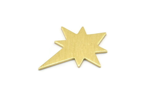 Brass Pole Star Blank, 10 Textured Raw Brass, Brass Blanks, Brass Pole Star Blanks (27x22x0.80mm) M02546