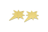 Brass Pole Star Charm, 10 Textured Raw Brass, Brass Charms, Brass Pole Star Charms With 1 Hole (27x22x0.80mm) M02547