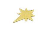 Brass Pole Star Charm, 10 Textured Raw Brass, Brass Charms, Brass Pole Star Charms With 1 Hole (27x22x0.80mm) M02547