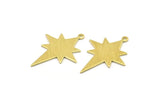 Brass Pole Star Charm, 10 Textured Raw Brass, Brass Charms, Brass Pole Star Charms With 1 Loop (30x22x0.80mm) M02551