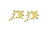 Brass Pole Star Charm, 10 Textured Raw Brass, Brass Charms, Brass Pole Star Charms With 1 Hole (27x22x0.80mm) M02550