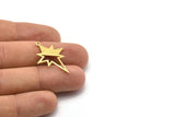 Brass Pole Star Charm, 10 Textured Raw Brass, Brass Charms, Brass Pole Star Charms With 1 Loop (30x22x0.80mm) M02552
