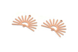 Copper Sun Charm, 8 Raw Copper Sun Charms With 2 Loops, Findings (21x30x0.80mm) M02371