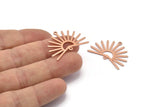 Copper Sun Charm, 8 Raw Copper Sun Charms With 2 Loops, Findings (21x30x0.80mm) M02371
