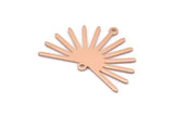 Copper Sun Charm, 8 Raw Copper Sun Charms With 2 Loops, Findings (21x30x0.80mm) M02374