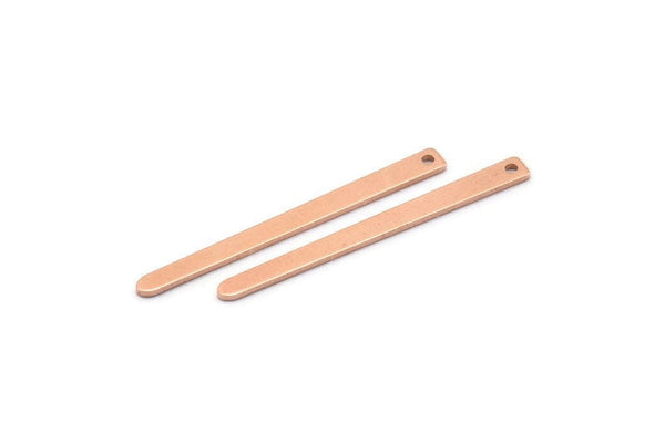Copper Necklace Bar, 24 Raw Copper Rectangle Charms With 1 Hole, Pendants, Findings (35x3x0.80mm) M02384