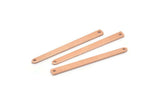 Copper Necklace Bar, 24 Raw Copper Rectangle Charms With 2 Holes, Pendants, Findings (35x3x0.80mm) M02386
