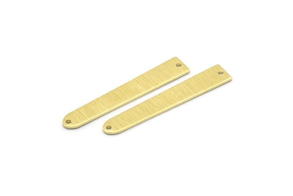 Brass Necklace Bar, 12 Textured Raw Brass Rectangle Charms With 2 Holes, Pendants, Findings (35x6x0.80mm) M02394