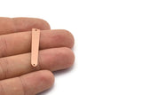 Copper Necklace Bar, 12 Raw Copper Rectangle Charms With 2 Holes, Pendants, Findings (35x6x0.80mm) M02398