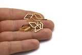 Gold Diamond Ring, 50 Gold Plated Brass Open Diamond Ring Charms (10x16x1mm) D0058 Q0613