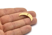 Hammered Moon Crescent Charm, 2 Gold Plated Brass Hammered Moons with 2 Holes  (30x8x1.2mm) N0387 Q0066