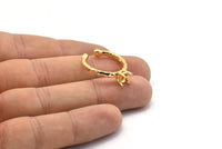 Adjustable Ring Settings, 2 Gold Lacquer Plated Brass 4 Claw Ring Blanks - Pad Size 5mm N0319