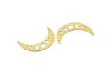 Brass Moon Charm, 10 Raw Brass Moon Phases Charms With 1 Hole (36x9x0.80mm) M02353