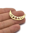 Brass Moon Charm, 10 Raw Brass Moon Phases Charms With 1 Hole (36x9x0.80mm) M02353