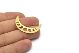 Brass Moon Charm, 10 Textured Raw Brass Moon Phases Charms With 1 Hole (36x9x0.80mm) M02354