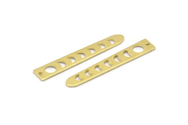 Brass Moon Charm, 24 Raw Brass Moon Phases Charms With 1 Hole (35x6x5x0.80mm) M02342
