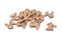 Rose Gold Fish Charm, 6 Rose Gold Pladet Brass Fish Pendants, Jewelry Supplies, Findings (12x10mm) N0365 Q0094