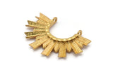 Gold Sun Pendant, 1 Gold Plated Brass Textured Sunny Pendants With 2 Loops (34.5x24x2.2mm) E205 Q0527