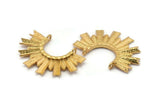 Gold Sun Pendant, 1 Gold Plated Brass Textured Sunny Pendants With 2 Loops (34.5x24x2.2mm) E205 Q0527