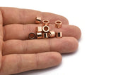 Industrial Spacer Bead, 6 Rose Gold Plated Brass Industrial Tubes, Spacer Beads, Findings (7x4.5mm) Bs 1348
