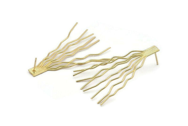 Gold Wire Earring, 2 Gold Plated Brass Wire Stud Earrings (52mm) D1629