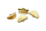 Gold Ribbon Crimp, 8 Gold Plated Brass Textured Ribbon Crimp Ends With 1 Loop, Findings (15x9mm) D0561