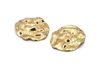 Gold Wavy Disc, 4 Gold Plated Brass Wavy Disc Charms With 1 Hole, Earrings, Pendants, Findings (29x26x0.60mm) D0801