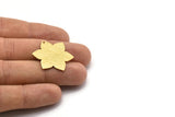 Brass Flower Charm, 4 Textured Raw Brass Flower Charms With 1 Hole, Stamping Blanks (28x25x0.80mm) M02536