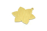 Brass Flower Charm, 4 Textured Raw Brass Flower Charms With 1 Loop, Stamping Blanks (31x25x0.80mm) M02537