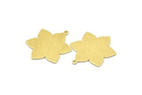 Brass Flower Charm, 4 Textured Raw Brass Flower Charms With 1 Loop, Stamping Blanks (31x25x0.80mm) M02537