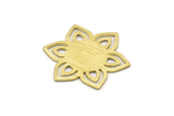 Brass Flower Blank, 4 Textured Raw Brass Flower Blanks, Stamping Blanks (28x25x0.80mm) M02542