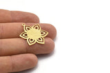 Brass Flower Charm, 4 Textured Raw Brass Flower Charms With 1 Loop, Stamping Blanks (31x25x0.80mm) M02544