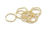 Gold Circle Rings, 24 Gold Lacquer Plated Brass Wavy Circle Rings, Charms (17x0.8x0.8mm) E189 Q0333