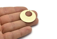 Gold Ear Hoops, 5 Gold Lacquer Plated Brass Round 1 Hole Stamping Earring Findings (32mm) D0006 Q0173
