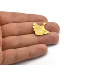 Ginkgo Leaf Pendant, 2 Gold Plated Brass Leaf Charms (26x25mm) N0393 Q0096