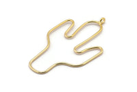 Kaktüs Küpe Telleri, 2 Altın Lake Kaplamalı Pirinç Kaktüs Küpe Parçası, Mücevher Malzemeleri, Parçalar, Tılsımlar (54x31x1mm) Bs 1701 Q0216