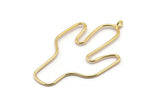 Kaktüs Küpe Telleri, 2 Altın Lake Kaplamalı Pirinç Kaktüs Küpe Parçası, Mücevher Malzemeleri, Parçalar, Tılsımlar (54x31x1mm) Bs 1701 Q0216