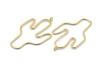Kaktüs Küpe Telleri, 2 Altın Lake Kaplamalı Pirinç Kaktüs Küpe Parçası, Mücevher Malzemeleri, Parçalar, Tılsımlar (54x31x1mm) Bs 1701 Q0216