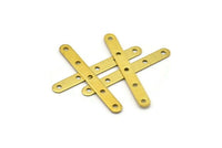 Round Rectangle Connector, 50 Raw Brass Rectangle Connector Findings with 5 Holes, Charms (32x4mm) Brs 342 A0312