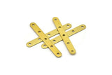 Round Rectangle Connector, 50 Raw Brass Rectangle Connector Findings with 5 Holes, Charms (32x4mm) Brs 342 A0312