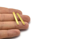 Brass Connector Blank, 50 Raw Brass Connector Blanks With 2 Holes (3.8x32.4mm) A0688