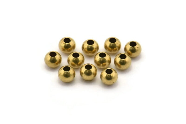 50 Raw Brass Ball Beads, Findings (5mm) 5bos A0744