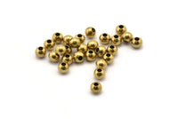 50 Raw Brass Ball Beads, Findings (5mm) 5bos A0744