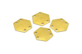 Brass Hexagon Blank, 12 Raw Brass Hexagon Stamping Blank Tag Charms 4 Holes (20x0.80mm) D0094