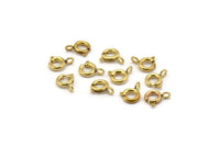 6mm Spring Ring Clasps - 50 Raw Brass Round Spring Ring Clasps (6mm) 1706 A0426