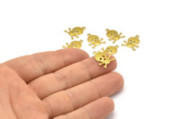 Brass Skull Necklace, 50 Raw Brass Skull Charms (16x12mm)   A0593